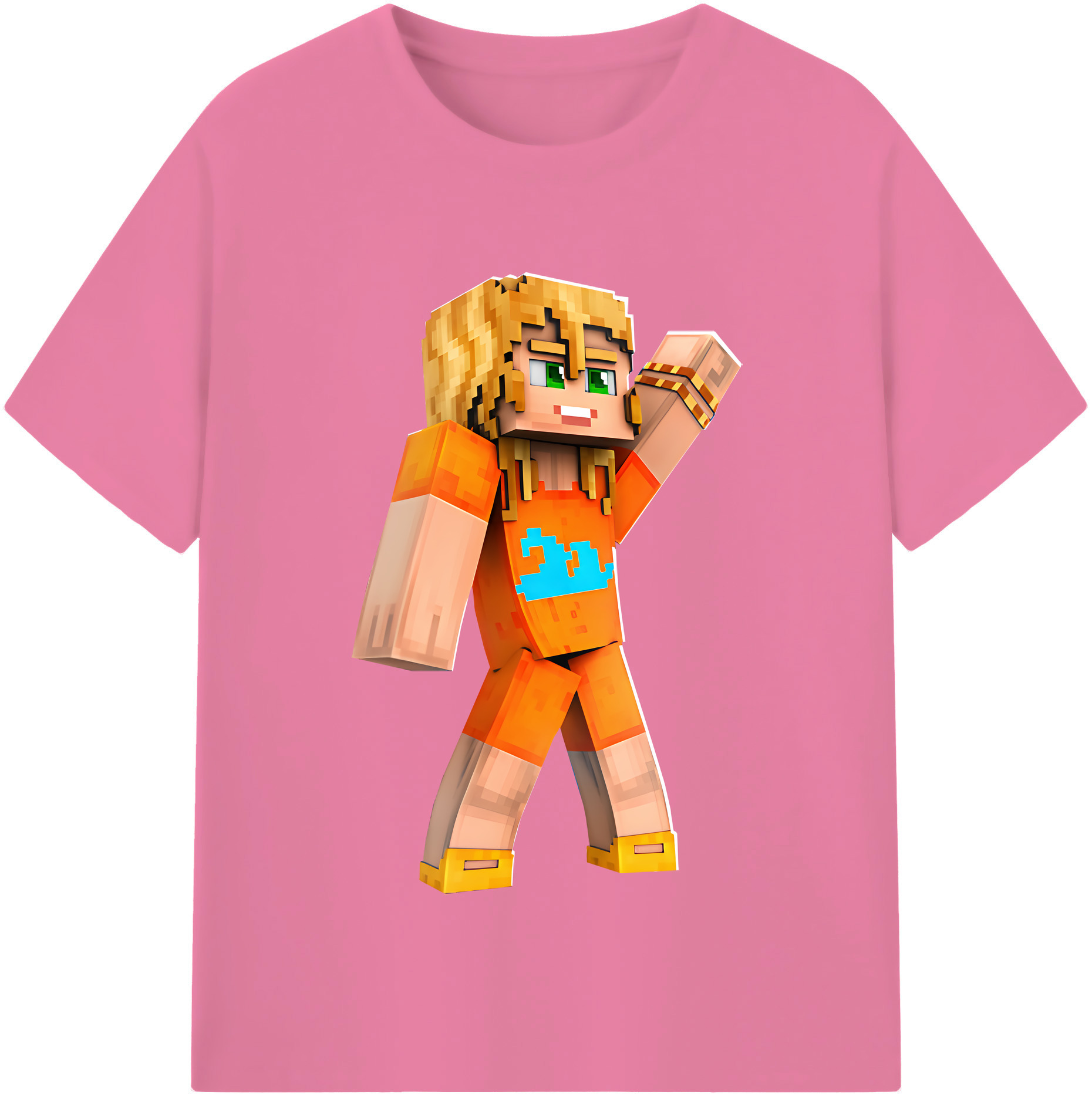 （画像用） マインクラフト ブロックの世界 Minecraft MC Block world 綿100％半袖Tシャツ（フロントプリント）